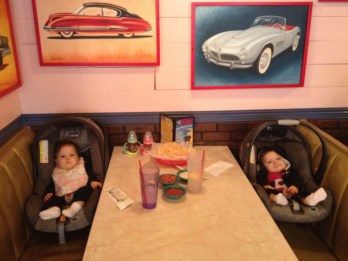 Their first time at Chuy's. Lily loved the chips. Avery loved the beans.